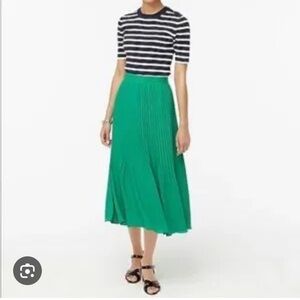 J. Crew Accordion Pleated Kelly Green Midi Skirt
